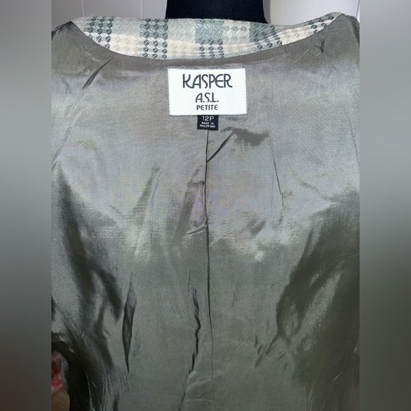 VINTAGE 90s Kasper Petite Plaid Blazer and Skirt Set - Picture 16 of 16